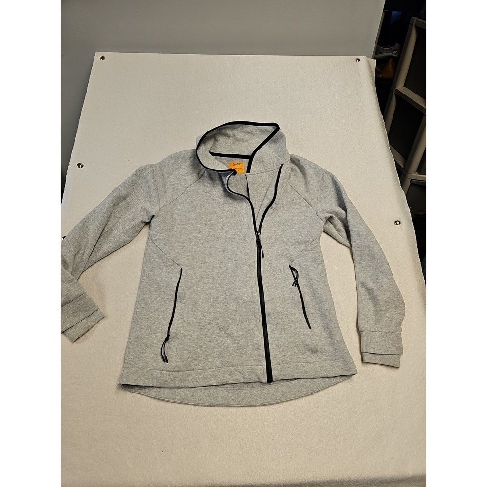 Champion Jacket Womens Med Grey Black Sweatshirt Casual Zip Victory Fleece Gray